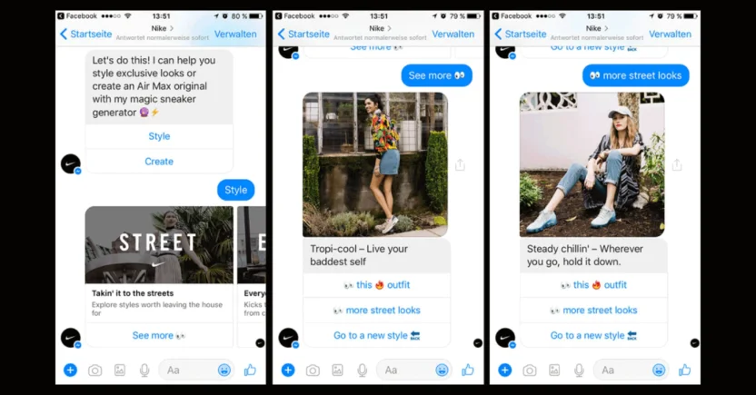 Nike Stylebot is a customer service chatbot in Facebook Messenger