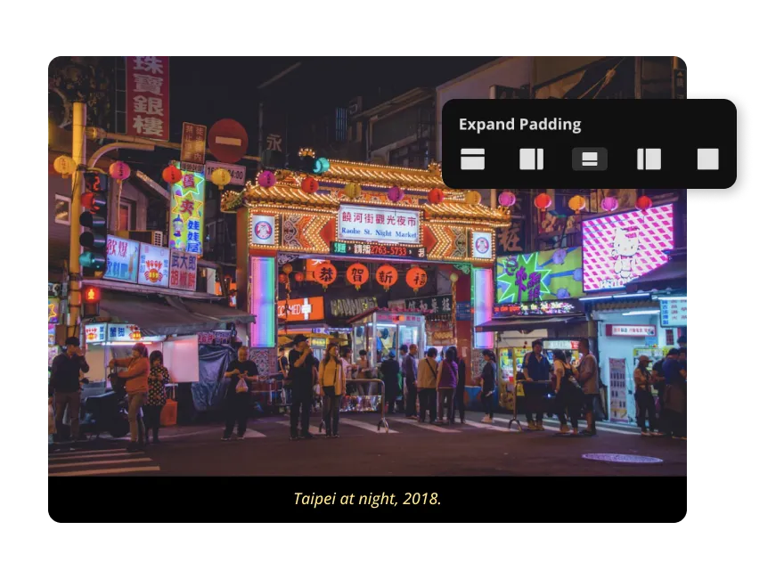 Borders are added to a landscape video of a well light urban night scene 
