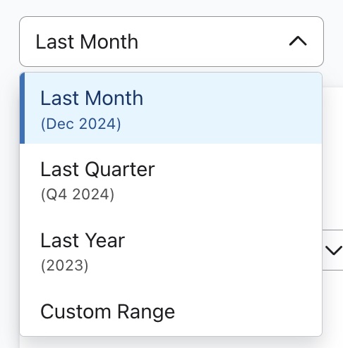 Time period dropdown