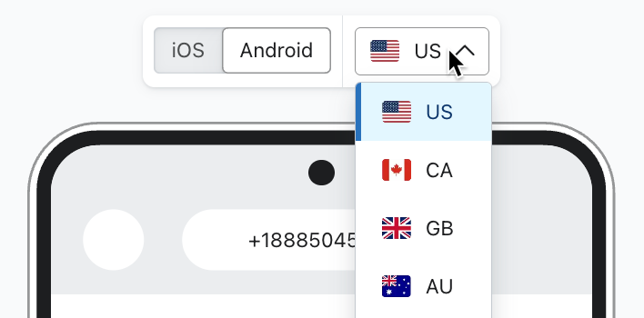 Menu déroulant des pays pour la prévisualisation