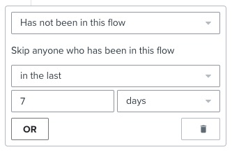 Flowfilterconfiguratie ingesteld op 'Is niet in deze flow geweest in de afgelopen 7 dagen'